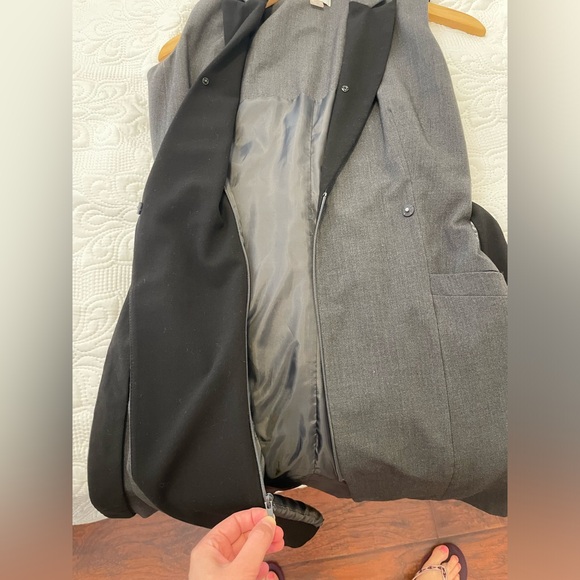 Calvin Klein collared wrap dress grey and black 4P - Picture 7 of 7